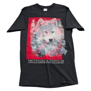 Mid 2000's Smithsonian Fossilab Test Print Wolf T Shirt
